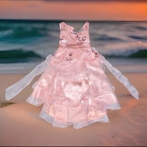 btween Pink Layered Tulle Flower Party Dress